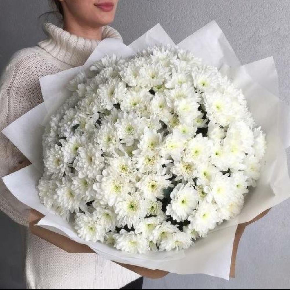Монобукет из белой хризантемы